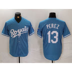 Kansas City Royals #13 Salvador Perez Light Blue AmberGomez Cool Base Stitched Jersey