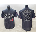 New York Mets #12 Francisco Lindor Number Grey AmberGomez 2024 City Connect Cool Base Stitched Jerseys