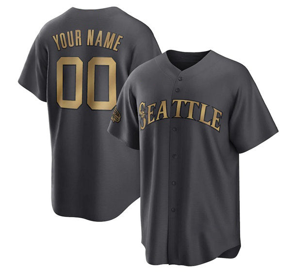 Custom Seattle Mariners Active Player Charcoal AmberGomez 2022 All-Star Cool Base Stitched Jersey