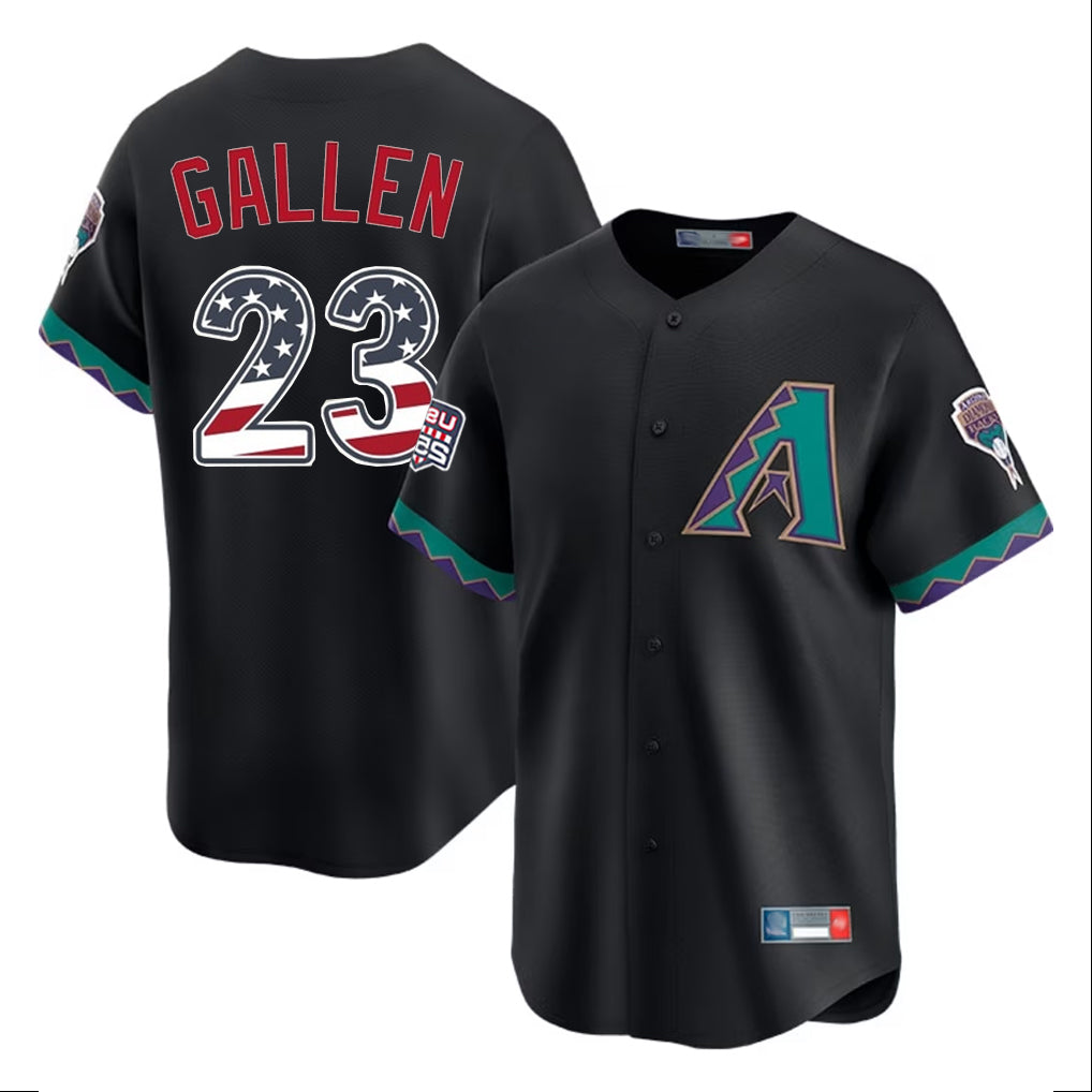 Arizona Diamondbacks #23 Zac Gallen Player Black AmberGomez USA 250 Fourth of July Home Game Stitched Jerseys