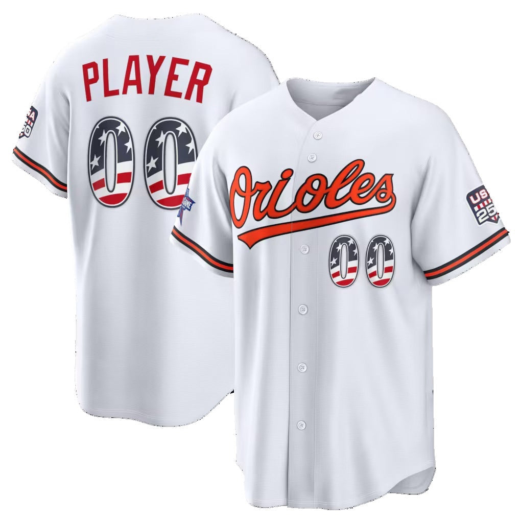 Custom Baltimore Orioles 2026 All-Star Edition Stars & Stripes White AmberGomez Stadium Pick-A-Player Jersey