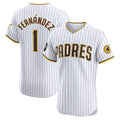 San Diego Padres #1 Tony Fern¨¢ndez White AmberGomez Home Elite Sponsor Patch Player Jersey