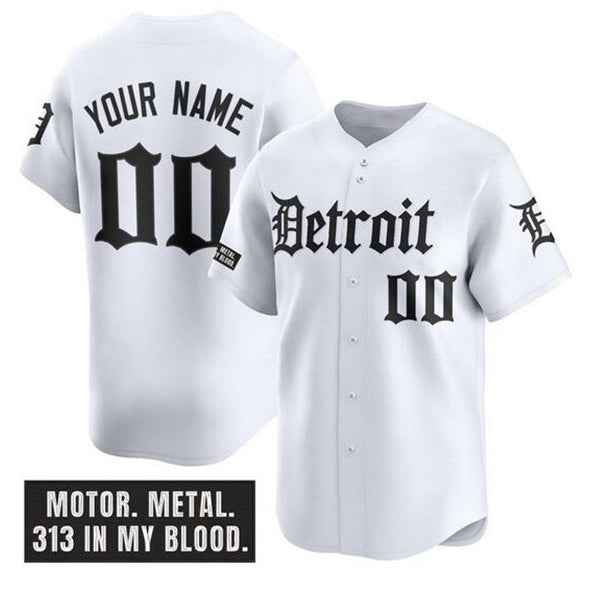 Custom Detroit Tigers ACTIVE PLAYER White AmberGomez 'Motor Gothic Edition' Vapor Premier Limited Stitched Jersey