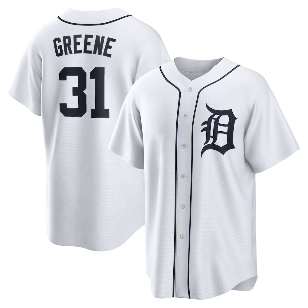 Detroit Tigers #31 Riley Greene White AmberGomez Replica Player Jersey