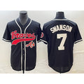 Atlanta Braves #7 Dansby Swanson Black AmberGomez Cool Base Stitched Jersey 2