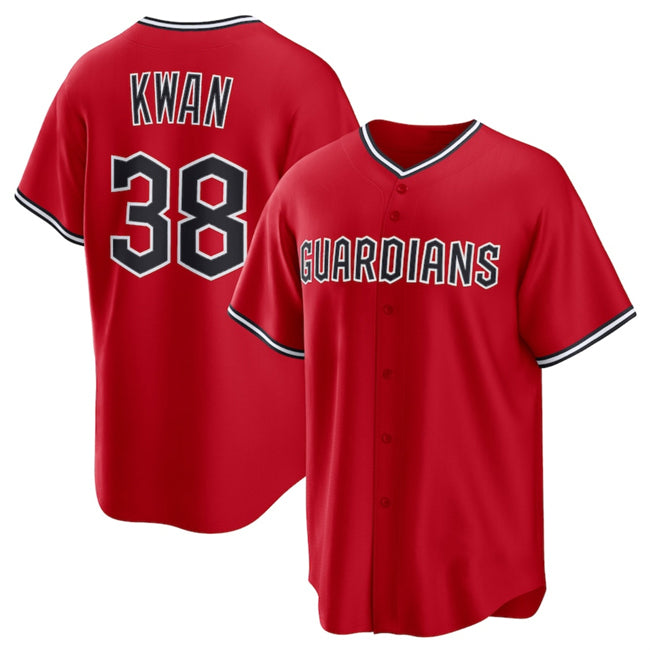 Cleveland Guardians #38 Steven Kwan Red AmberGomez Cool Base Limited Stitched Jersey