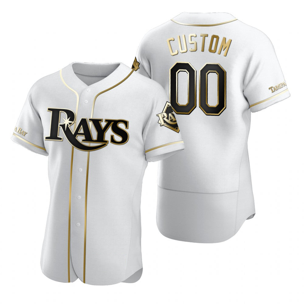 Custom Tampa Bay Rays White AmberGomez Stitched Flex Base Golden Edition Jersey
