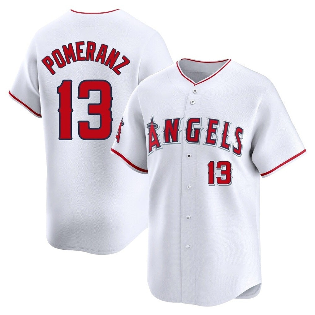 Los Angeles Angels #13 Drew Pomeranz Player White AmberGomez Limited Home Stitched Jerseys