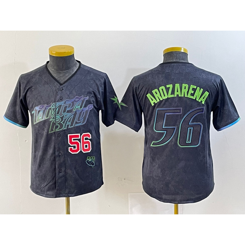 Tampa Bay Rays #56 Randy Arozarena Number Charcoal AmberGomez 2024 City Connect Limited Stitched Jerseys