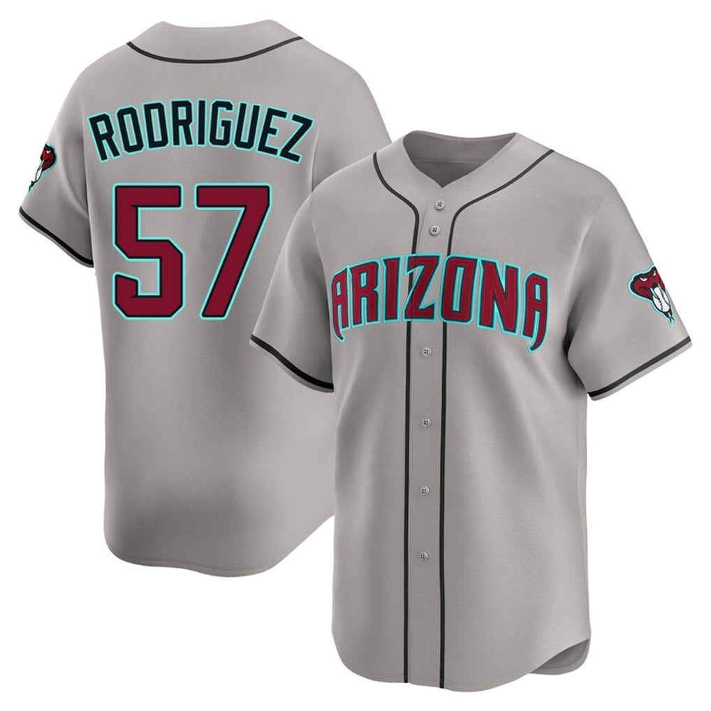 Arizona Diamondbacks #57 Eduardo Rodriguez Player Gray AmberGomez Road Limited Home Game Stitched Jerseys