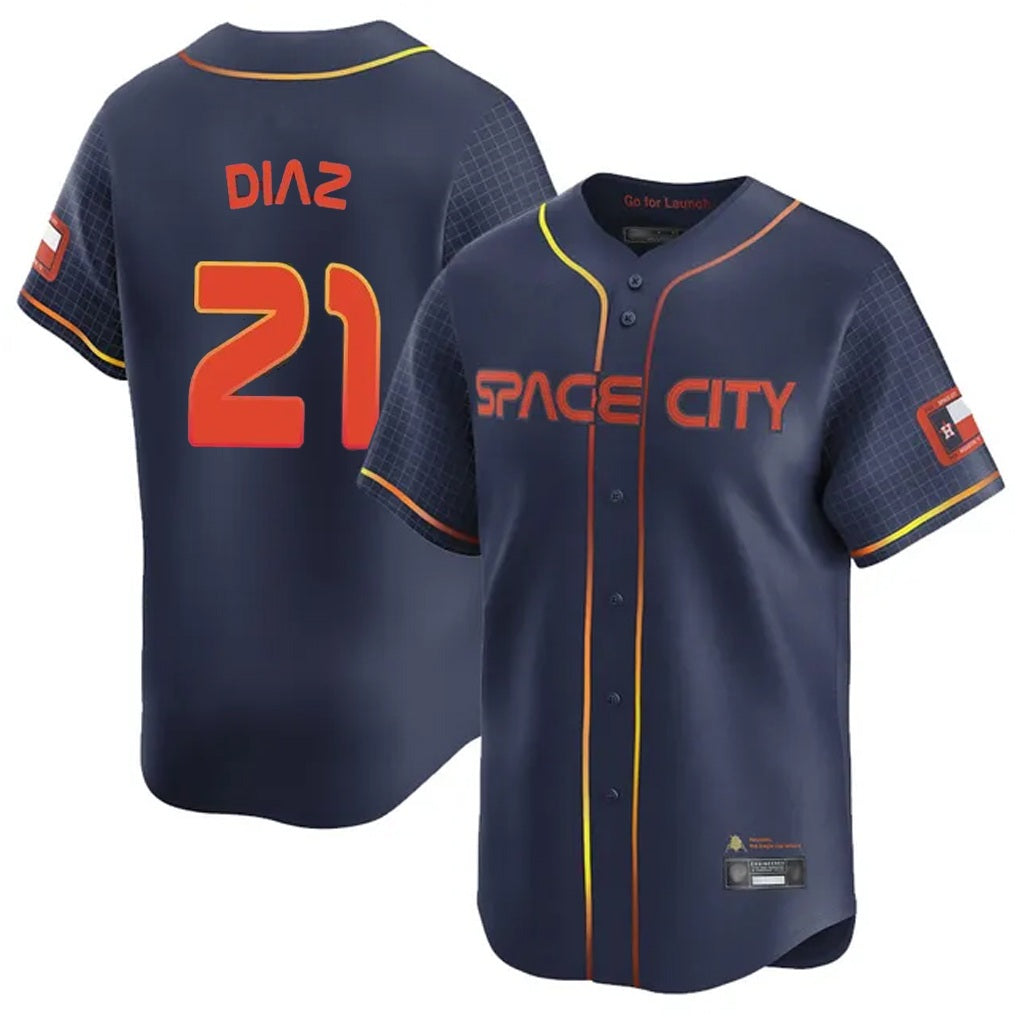 Houston Astros #21 Yainer Diaz Player Navy AmberGomez City Connect Home Limited Stitched Jerseys