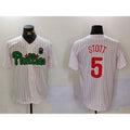 Philadelphia Phillies #5 Bryson Stott White Green AmberGomez Cool Base Stitched Jersey 2