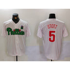 Philadelphia Phillies #5 Bryson Stott White Green AmberGomez Cool Base Stitched Jersey 2