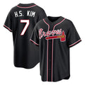 Atlanta Braves #7 Ha-Seong Kim Player Black AmberGomez Fashion Out Game Stitched Jerseys