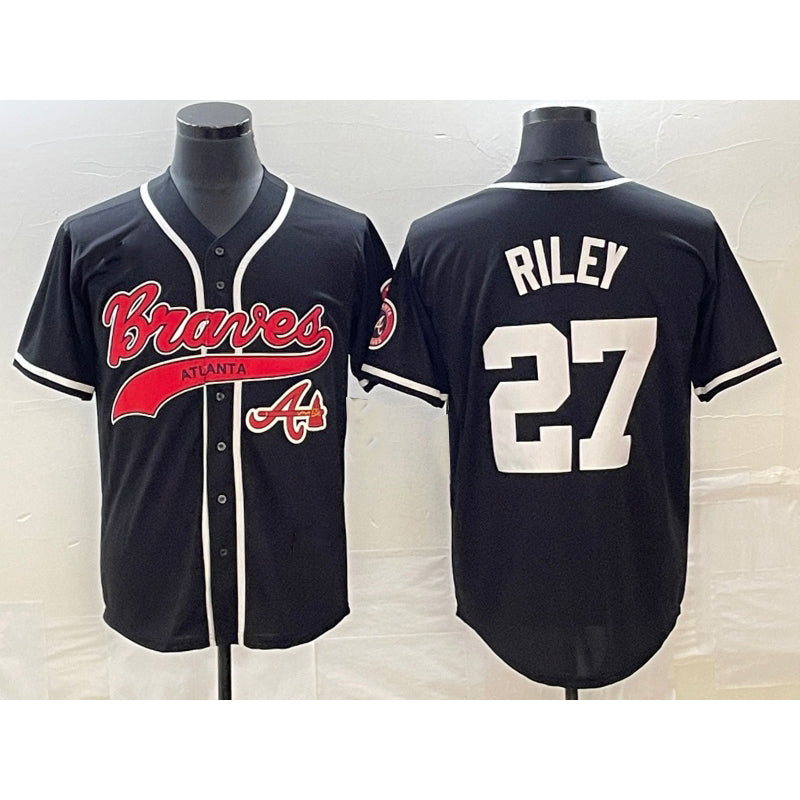 Atlanta Braves #27 Austin Riley Black AmberGomez Cool Base Stitched Jersey 2
