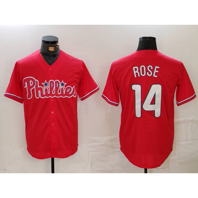 Philadelphia Phillies #14 Pete Rose Red AmberGomez Cool Base Stitched Jersey