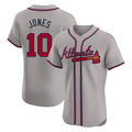 Atlanta Braves #10 Chipper Jones Player Gray AmberGomez Limited Elite Home Game Stitched Jerseys
