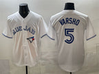 Toronto Blue Jays #5 Daulton Varsho White AmberGomez 2025 Cool Base Stitched Jersey