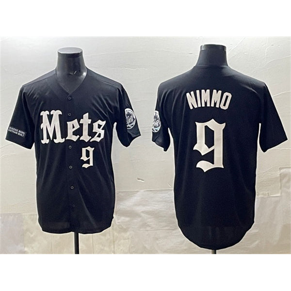 New York Mets #9 Brandon Nimmo Black AmberGomez 'Gotham Gothic Edition' Vapor Premier Limited Stitched Jersey