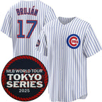 Chicago Cubs #17 Vidal Bruj¨¢n White AmberGomez 2025 World Tour Tokyo Series Home Stitched Jersey