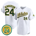 Oakland Athletics #24 Rickey Henderson White AmberGomez 2024 Home Limited With Rickey Henderson Patch Stitched Jersey