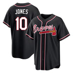 Atlanta Braves #10 Chipper Jones Player Black AmberGomez Fashion Out Game Stitched Jerseys