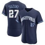 Chicago Cubs #27 Seiya Suzuki Player Navy AmberGomez City Connect Limited Elite Home Stitched Jerseys