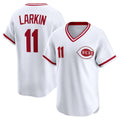 Cincinnati Reds #11 Barry Larkin White AmberGomez Throwback Cooperstown Collection Limited Jersey