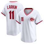 Cincinnati Reds #11 Barry Larkin White AmberGomez Throwback Cooperstown Collection Limited Jersey