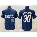 Detroit Tigers #30 Kerry Carpenter Number 2024 Navy AmberGomez City Connect Cool Base Limited Stitched Jersey