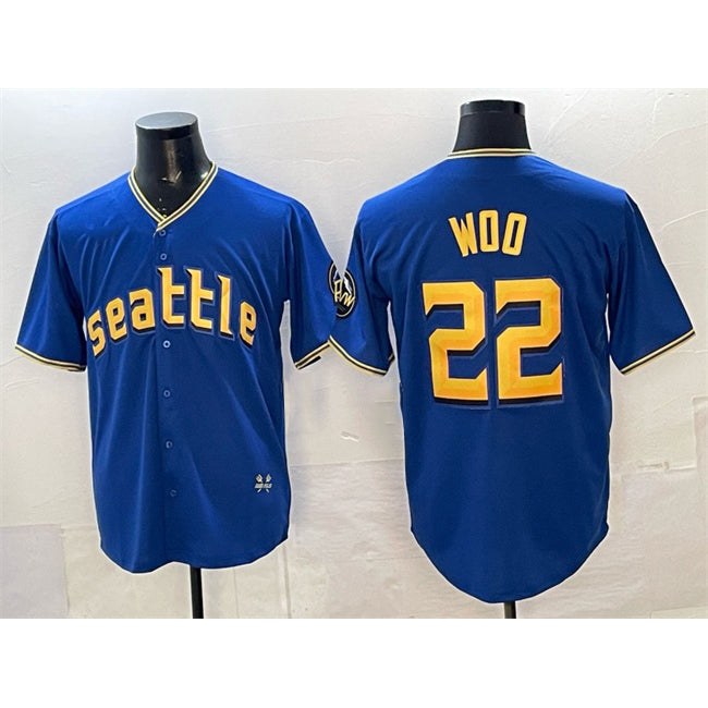 Seattle Mariners #22 Bryan Woo Royal AmberGomez 2025 Limited Stitched jersey