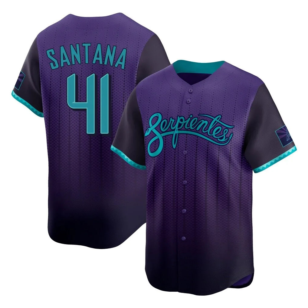 Arizona Diamondbacks #41 Carlos Santana Player Purple AmberGomez City Connect Limited Home Game Stitched Jerseys