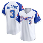 Atlanta Braves #3 Dale Murphy Player White AmberGomez Throwback Cooperstown Collection T-shirt Game Stitched Jerseys