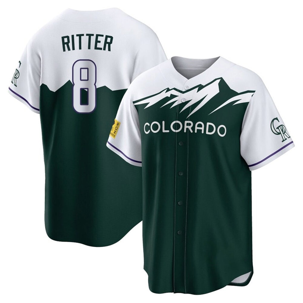Colorado Rockies #8 Ryan Ritter Player Green AmberGomez City Connect Home Game Stitched Jerseys