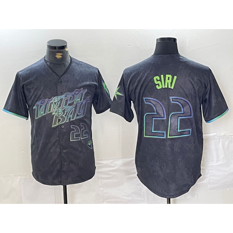 Tampa Bay Rays #22 Jose Siri Number Charcoal AmberGomez 2024 City Connect Limited Stitched Jersey 2