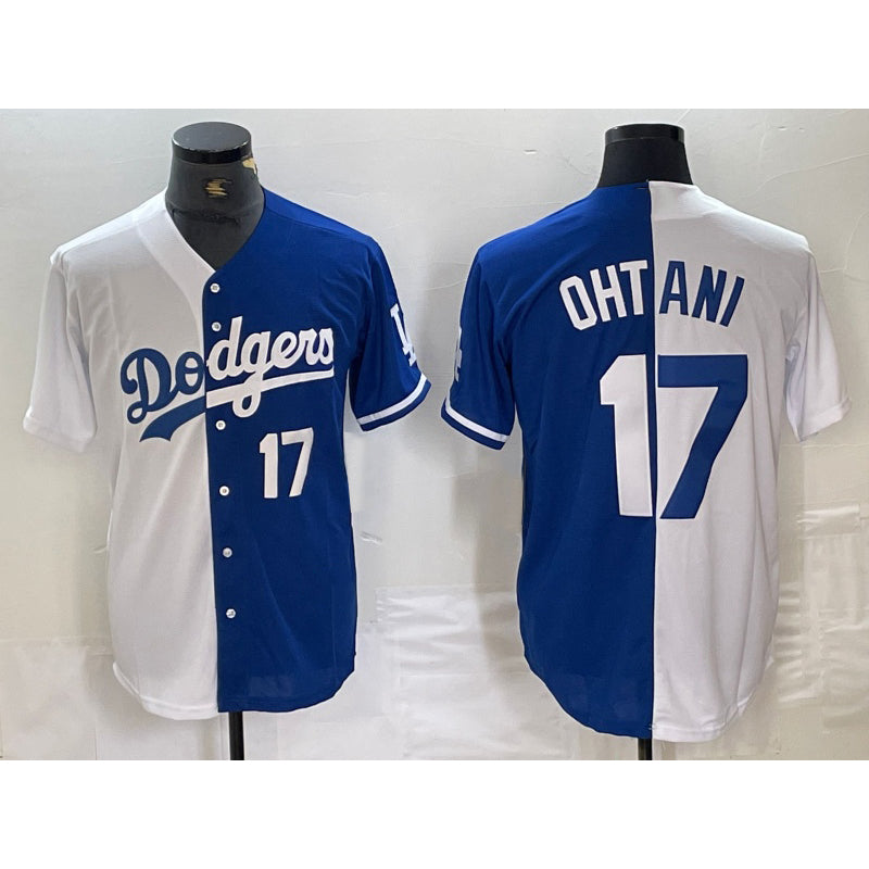 Los Angeles Dodgers #17 Shohei Ohtani Number White Blue AmberGomez Two Tone Stitched Jersey 3