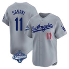 Los Angeles Dodgers #11 Roki Sasaki Player Gray AmberGomez World Series Meet Limited Home Stitched Jerseys