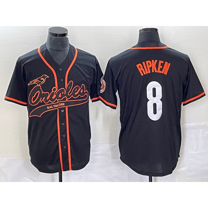 Baltimore Orioles #8 Cal Ripken Jr Black AmberGomez Cool Base Stitched Jersey