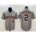 Houston Astros #2 Alex Bregman Number Grey AmberGomez With Patch Stitched Cool Base Jersey