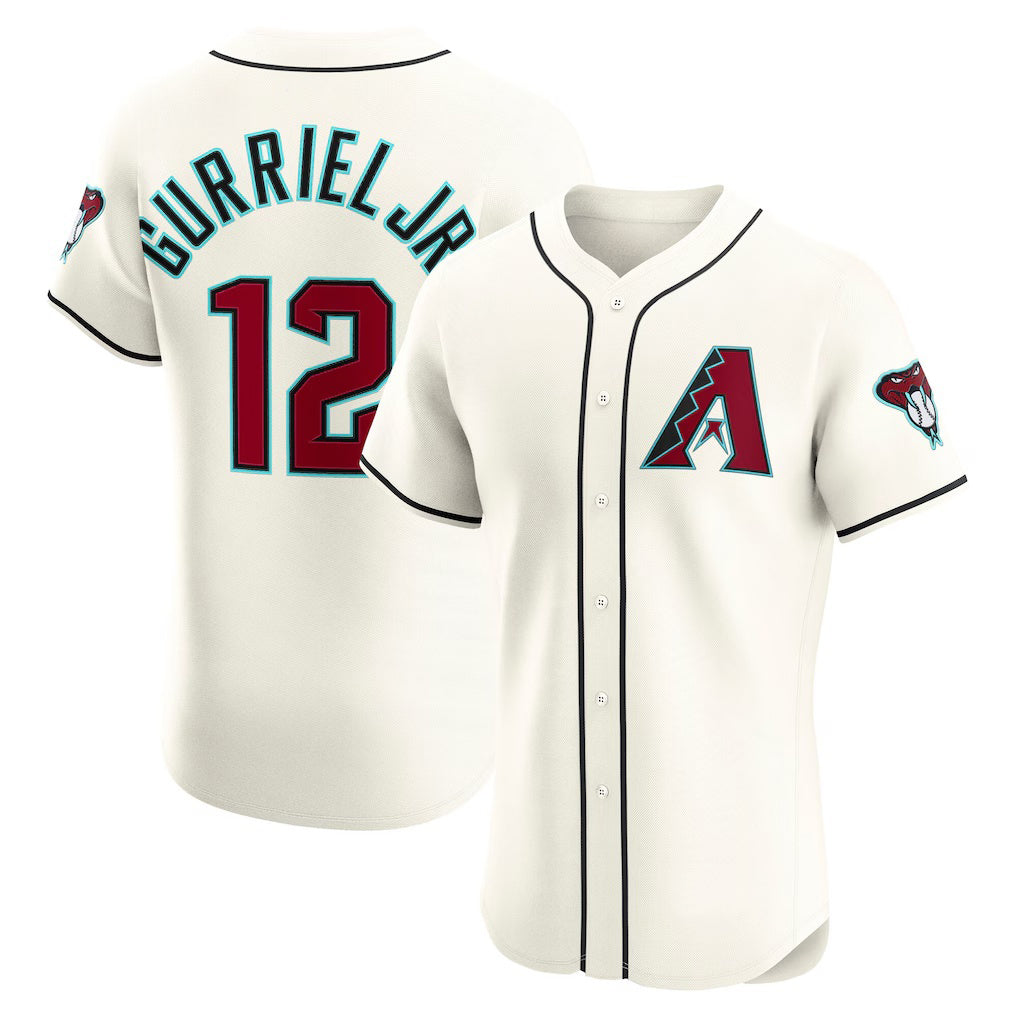 Arizona Diamondbacks #12 Lourdes Gurriel Jr. Cream AmberGomez Home Elite Jersey