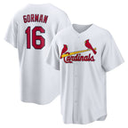 St. Louis Cardinals #16 Nolan Gorman White AmberGomez Home Replica Jersey
