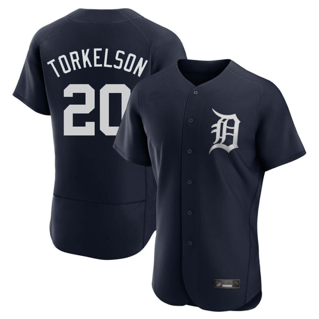 Detroit Tigers #20 Spencer Torkelson Player Navy AmberGomez Limited Elite Home Stitched Jerseys