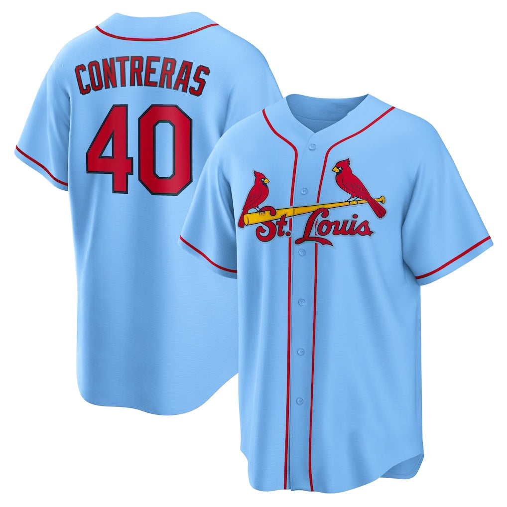 St. Louis Cardinals #40 Willson Contreras Light Blue AmberGomez Alternate Replica Jersey