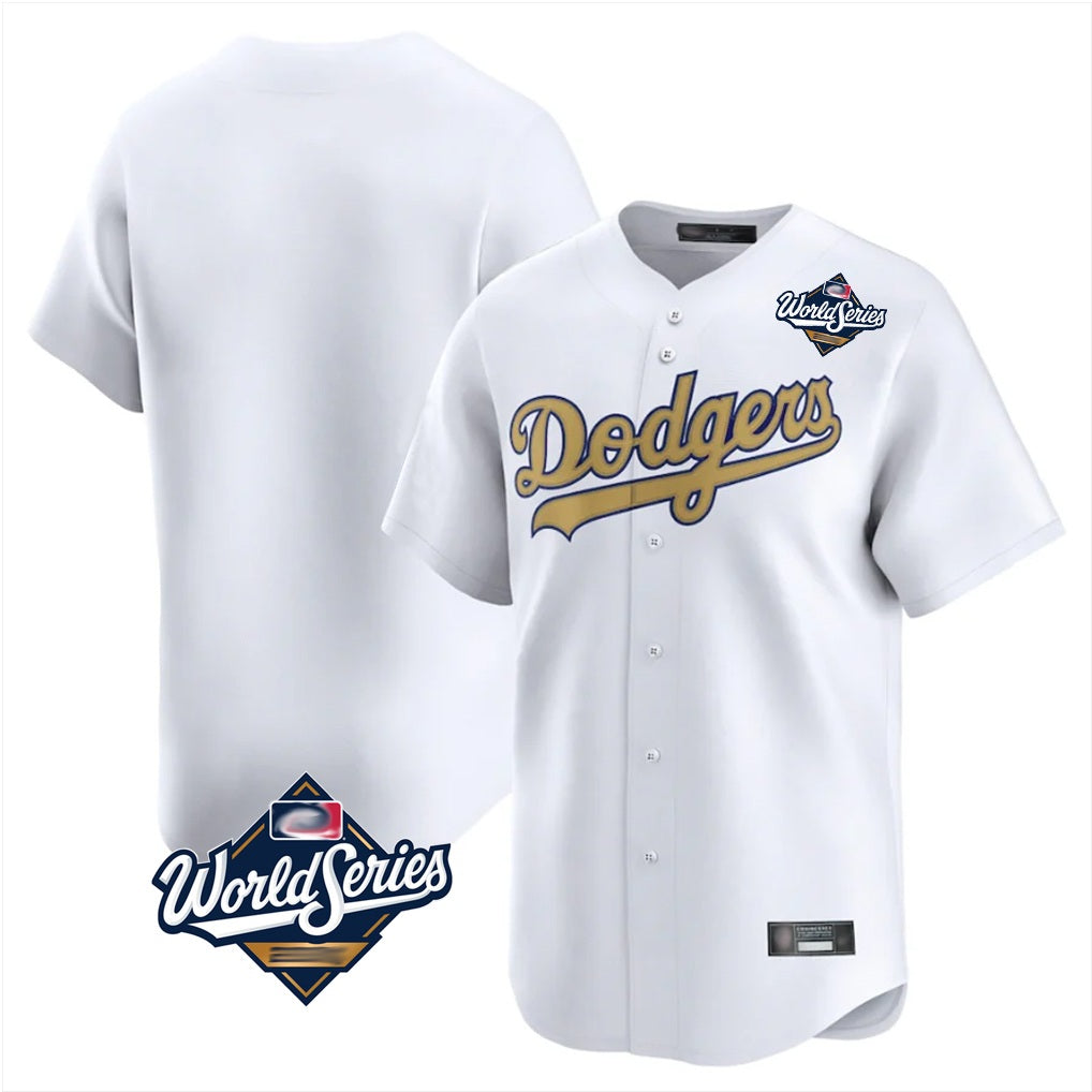 Los Angeles Dodgers Blank Player White Gold AmberGomez Collection Limited Home World Series Stitched Jerseys