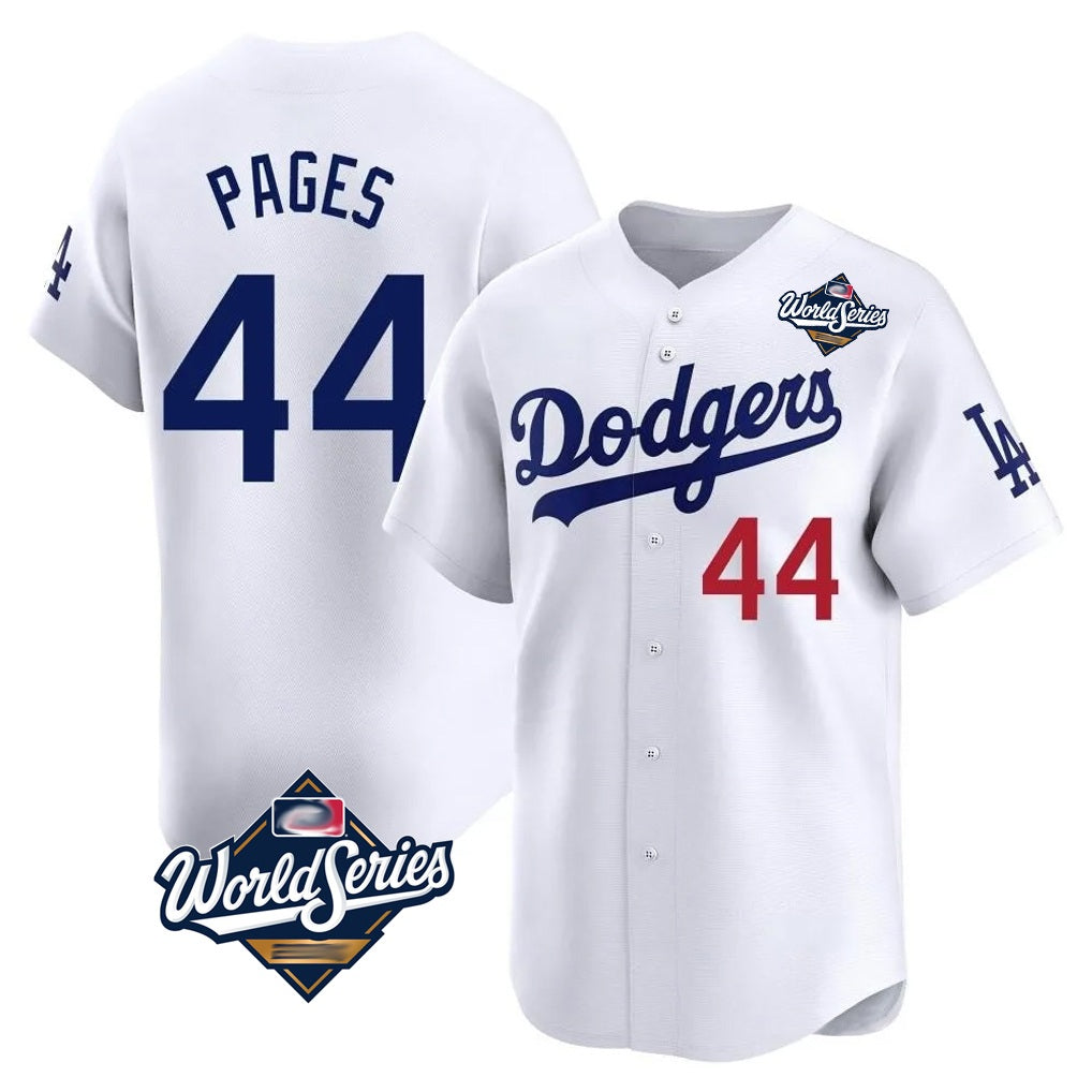 Los Angeles Dodgers #44 Andy Pages Player White AmberGomez World Series Limited Home Stitched Jerseys