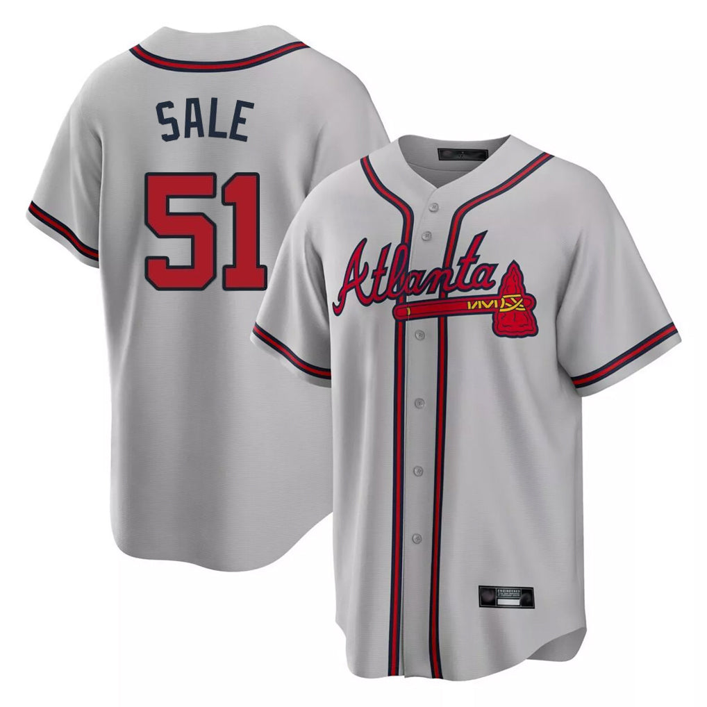 Atlanta Braves #51 Chris Sale Player Gray AmberGomez Home Game Stitched Jerseys