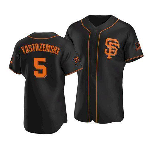 San Francisco Giants #5 Mike Yastrzemski 2020 Black AmberGomez Jersey