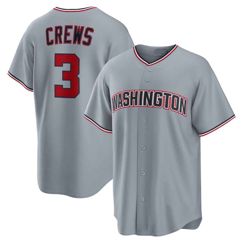Washington Nationals #3 Dylan Crews Gray AmberGomez Road Replica Jersey