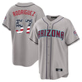 Arizona Diamondbacks #57 Eduardo Rodriguez Player Gray AmberGomez USA 250 Fourth of July Home Game Stitched Jerseys