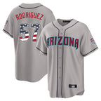 Arizona Diamondbacks #57 Eduardo Rodriguez Player Gray AmberGomez USA 250 Fourth of July Home Game Stitched Jerseys
